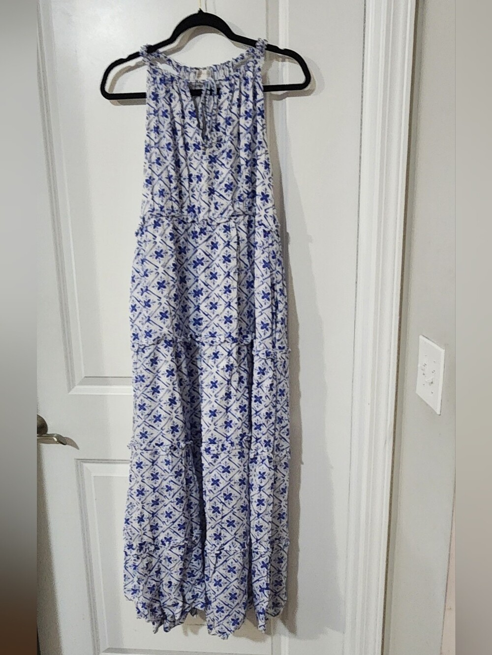 Caroline‎ Constas Blue and White Printed Maxi Dress Has Pockets - Picture 2 of 4